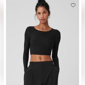 Alo Yoga Mesh Sheer Illusion Long Sleeve Top. Size Small